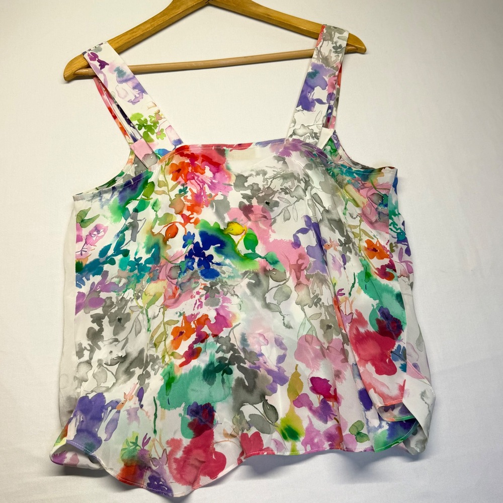 Amanda Uprichard 100% Silk Floral Watercolor Wrap Tank Top Women's M Cami - Picture 5 of 8